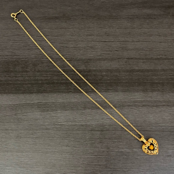 Avon Heart Citrine Scroll Necklace - Picture 3 of 5